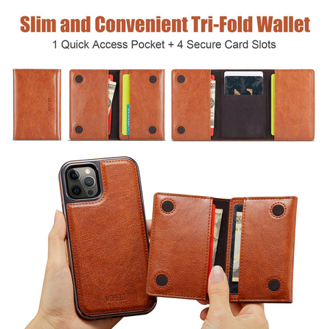 iPhone 12 Pro Max Case MagSafe Compatible Removable Magnetic Wallet Cover