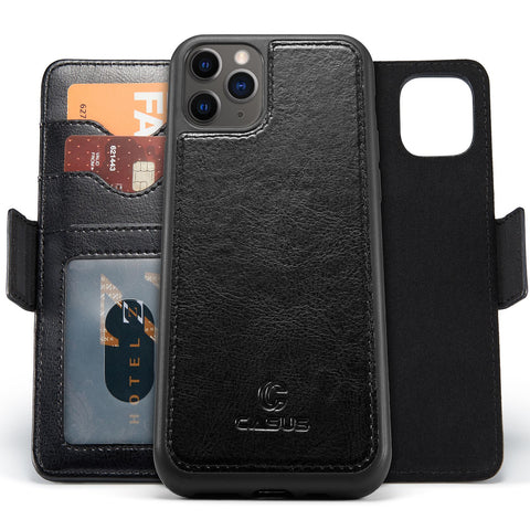 iPhone 11 Case Leather Wallet Luxury Magnetic Removable Cover