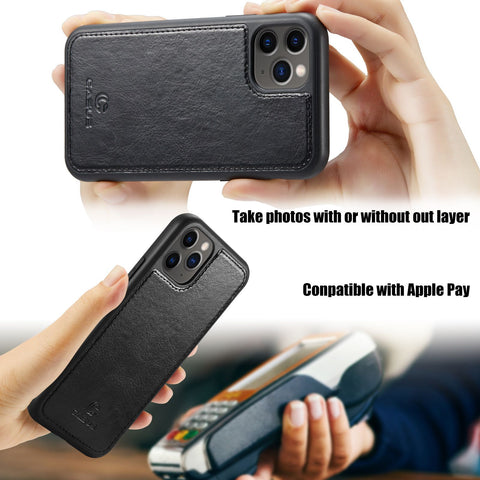 iPhone 11 Pro Max Case Leather Wallet Luxury Magnetic Removable Cover