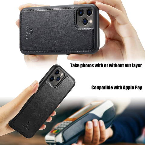 iPhone 11 Case Leather Wallet Luxury Magnetic Removable Cover